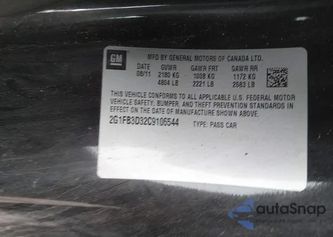 2012 Chevrolet Camaro 1Lt z USA, uszkodzony, nr VIN 2G1FB3D32C9106544